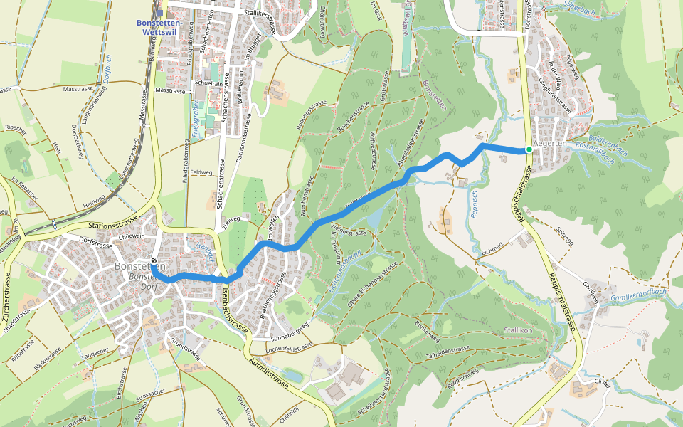 Ägerten - Bonstetten walking route map in Stallikon