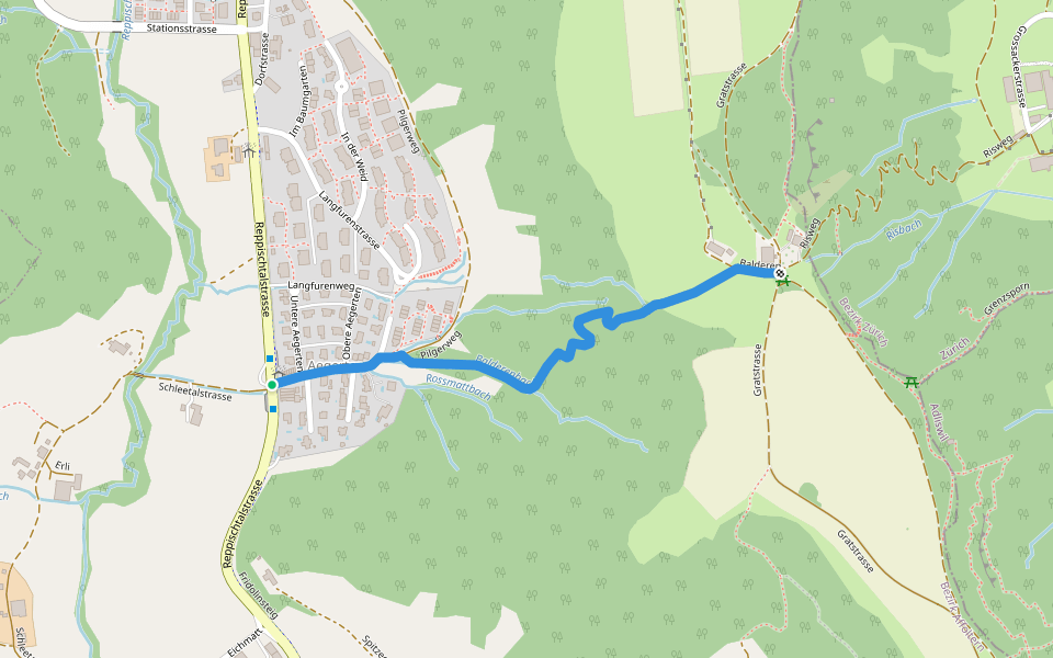 Ägerten - Balderen walking route map in Stallikon