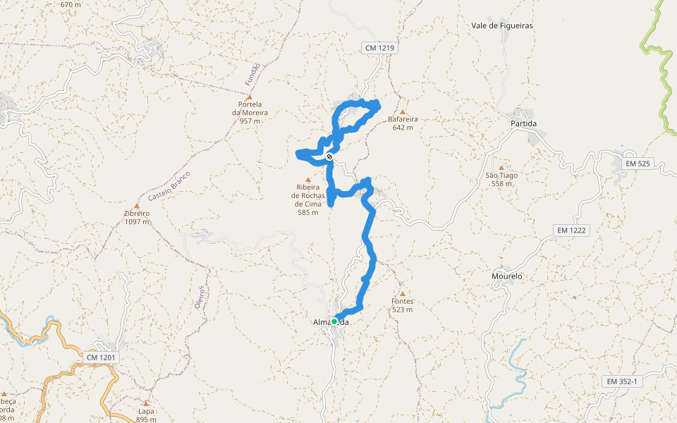 Rota dos Moinhos Almaceda Sarzedas walking route map in Almaceda