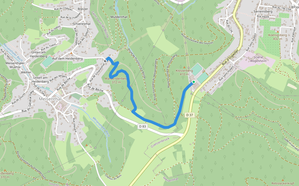 Blue cross walking route map in Goetzenbruck