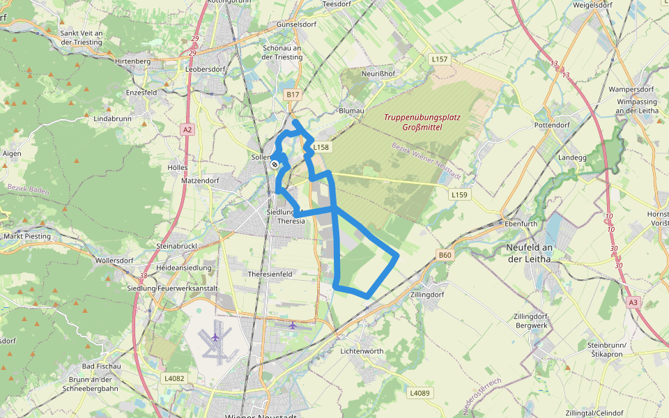 BAU BETON Runde walking route map in Sollenau