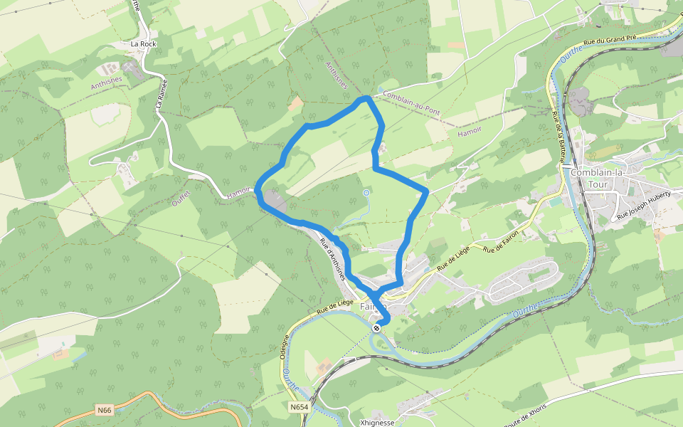 Promenade de Fairon walking route map in Hamoir