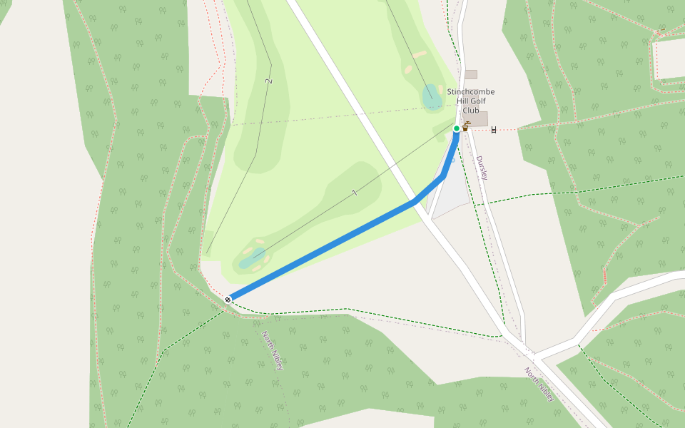 Cotswold Way (Stinchcombe Hill by pass) walking route map in Dursley