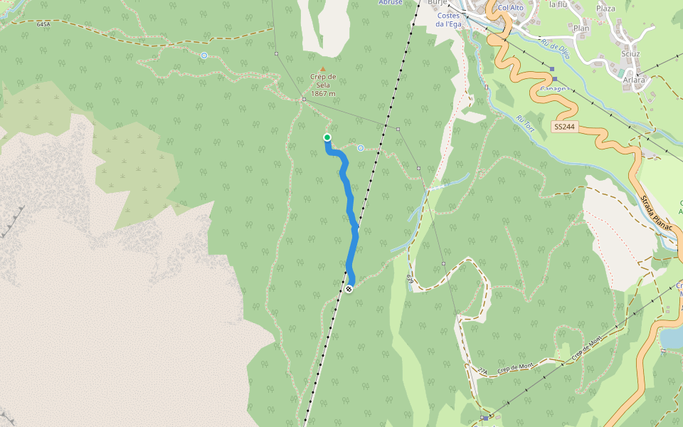 La Scofrina walking route map in Corvara in Badia