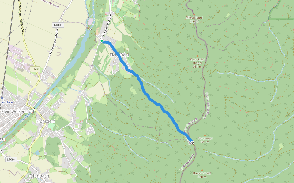 Eichbüchl - Rosalia Kamm-Wanderweg walking route map in Katzelsdorf