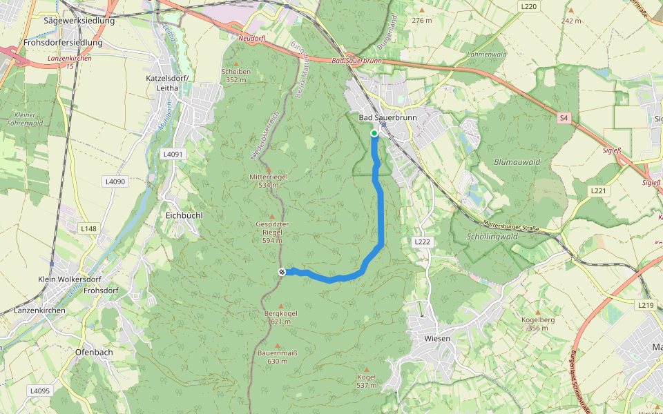 Bad Sauerbrunn (Gesundheitszentrum) - Rosalia Kamm-Wanderweg walking route map in Bad Sauerbrunn