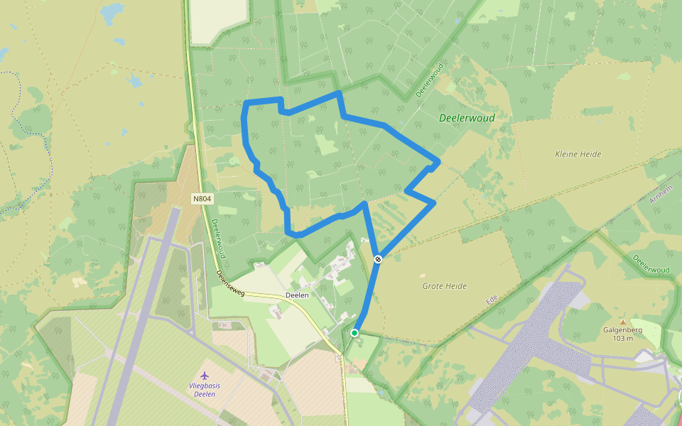 Deelerwoud - Rood walking route map in Deelen