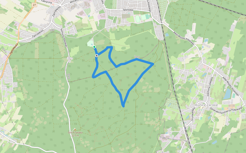 parkrun Żary walking route map in Żary
