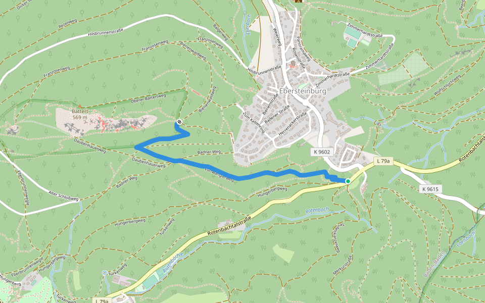 Ebersteinburg Parkplatz Wolfsschlucht - Untere Batterthütte