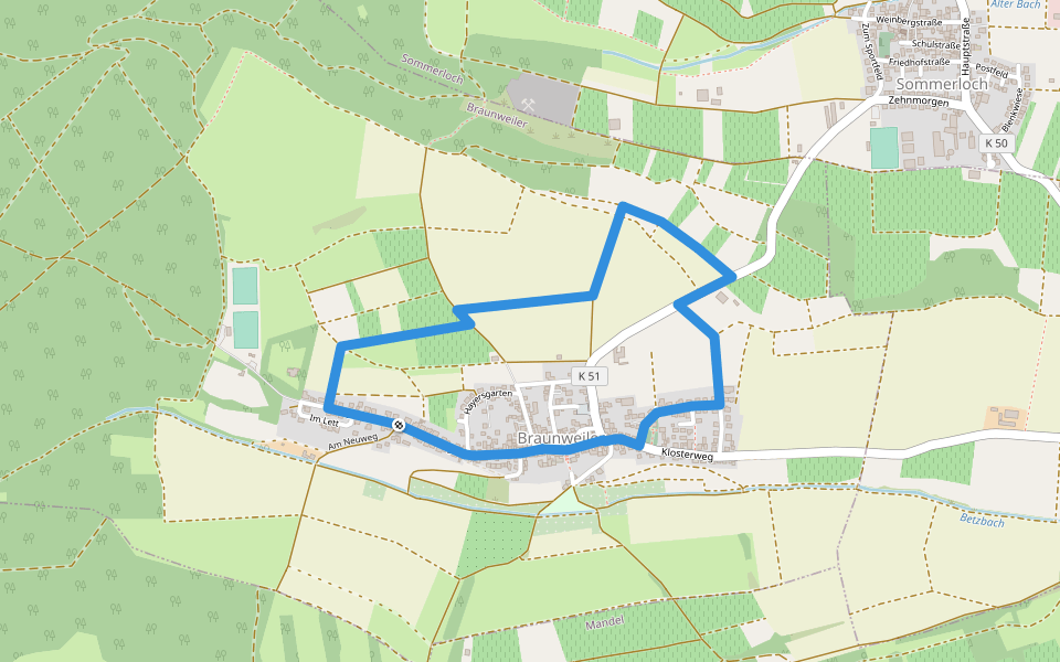Schneckenpfad walking route map in Braunweiler