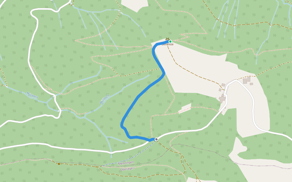 Bellevue - Charenboden walking route map in Alosen