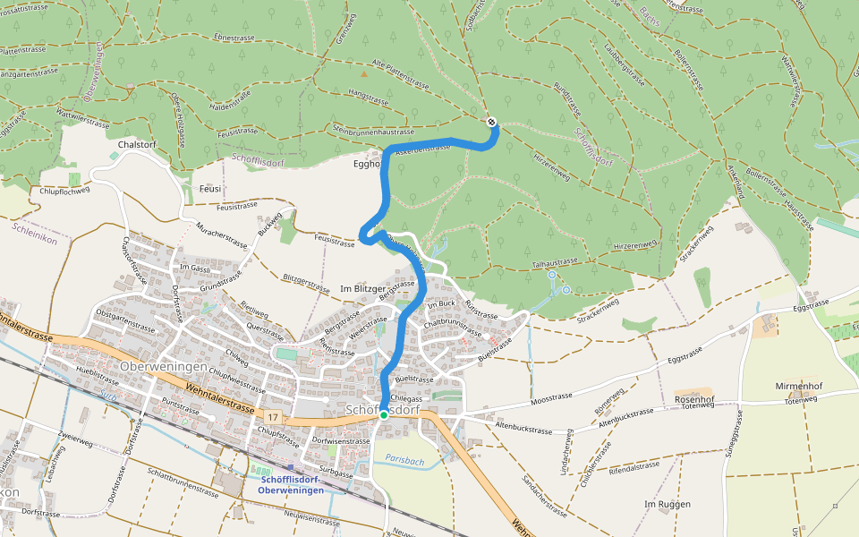 Schöfflisdorf - Schöfflisdorfer Platte walking route map in Niederweningen