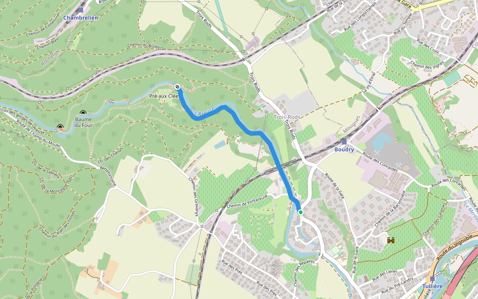 Boudry - Pont des Clées walking route map in Boudry