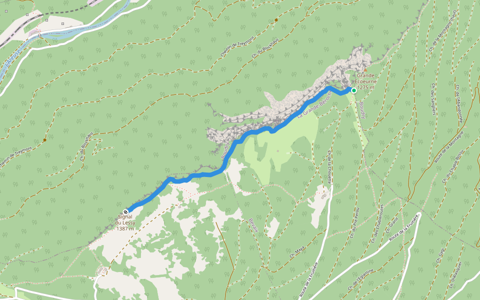 Grande Ecoeurne-Signal du Lessy walking route map in Boudry
