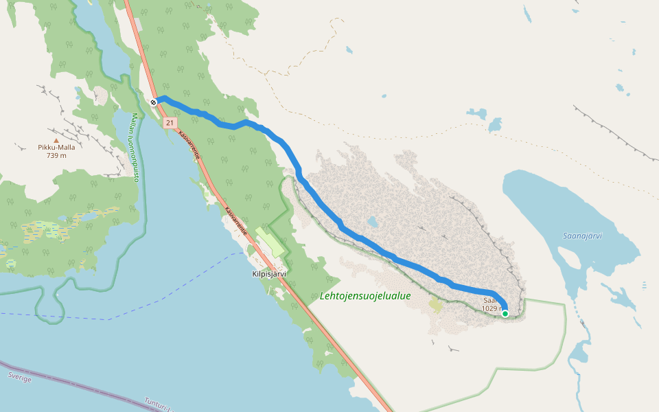 Saana kesäreitti walking route map in Enontekiö