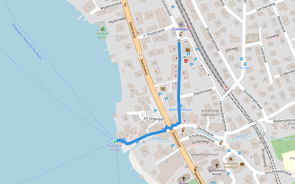 Erlenbach Schiff - Erlenbach walking route map in Erlenbach