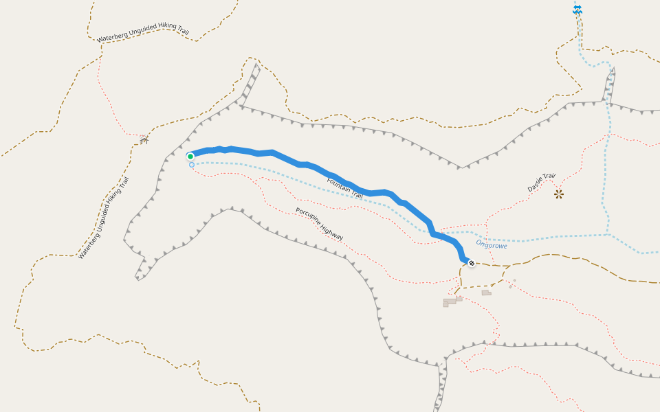 Fountain Trail walking route map in Waterberg