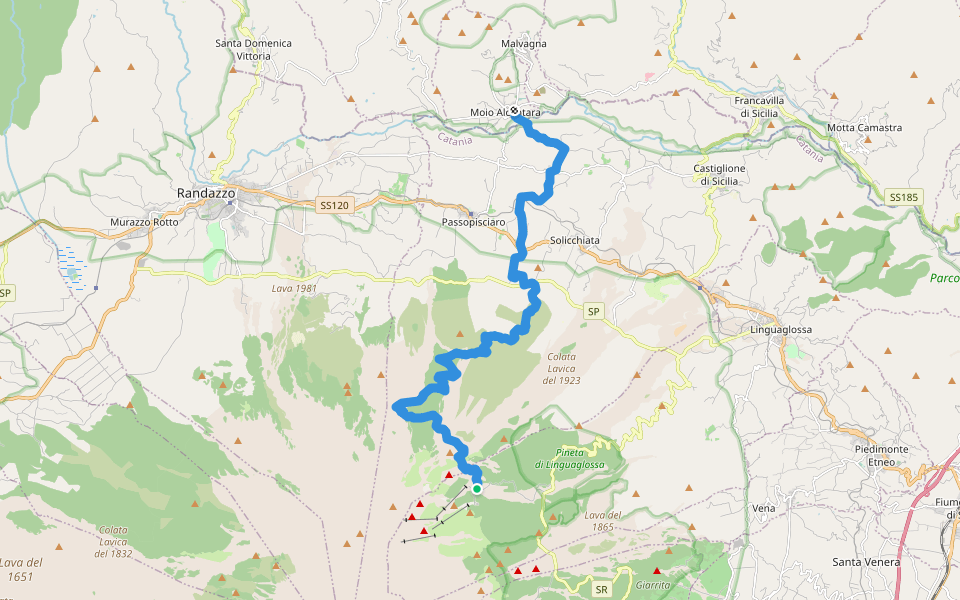 Sentiero Italia - Tappa V23F walking route map in Linguaglossa