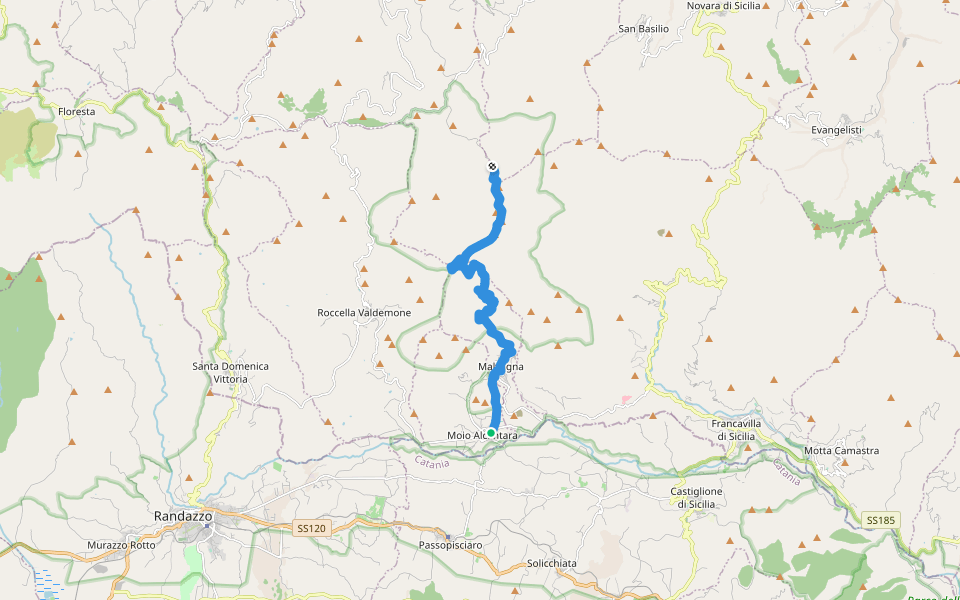 Sentiero Italia - Tappa V23G walking route map in Moio Alcantara