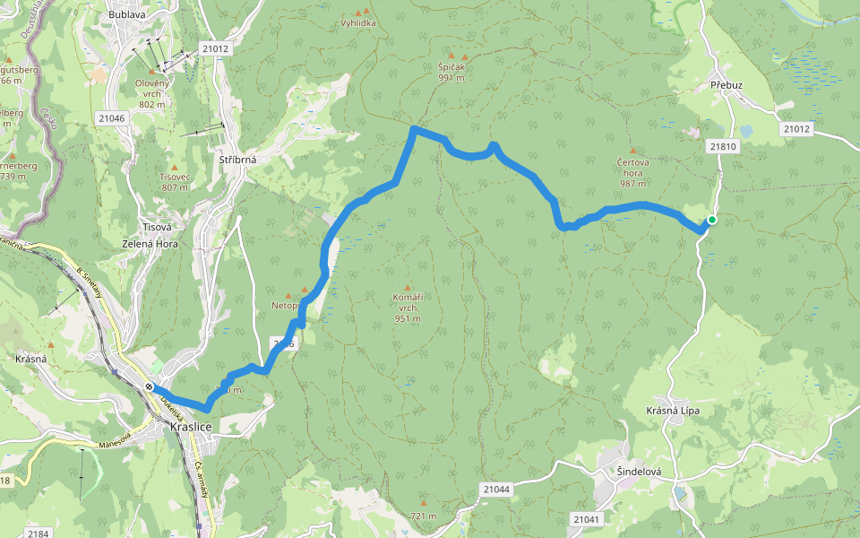 [Ž] Kraslice - Mlýnské chalupy walking route map in Šindelová