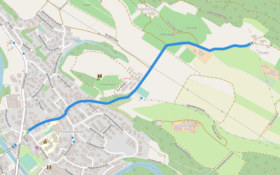 Freienstein - Rüedi walking route map in Freienstein-Teufen