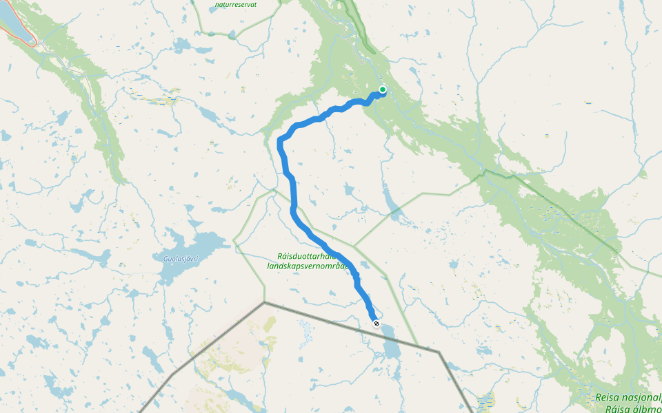 Nordkalottruta Etapp 5: Saraelv - Somashytta walking route map in Bilto