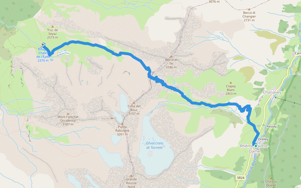 Sentiero Italia - Tappa F02 walking route map in Bruil