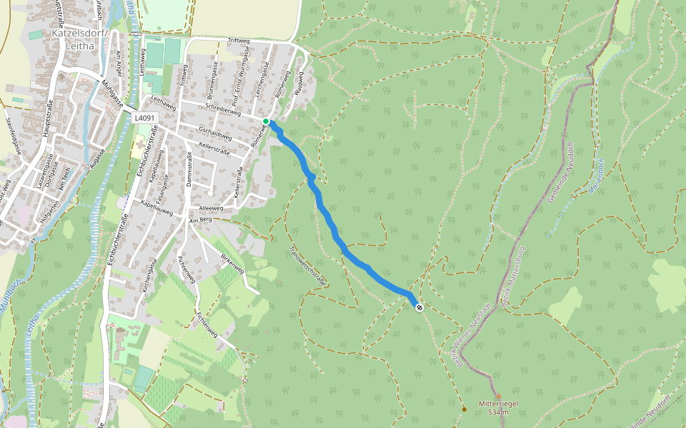 Katzeldsdorf - Rosalia Kamm-Wanderweg walking route map in Katzelsdorf