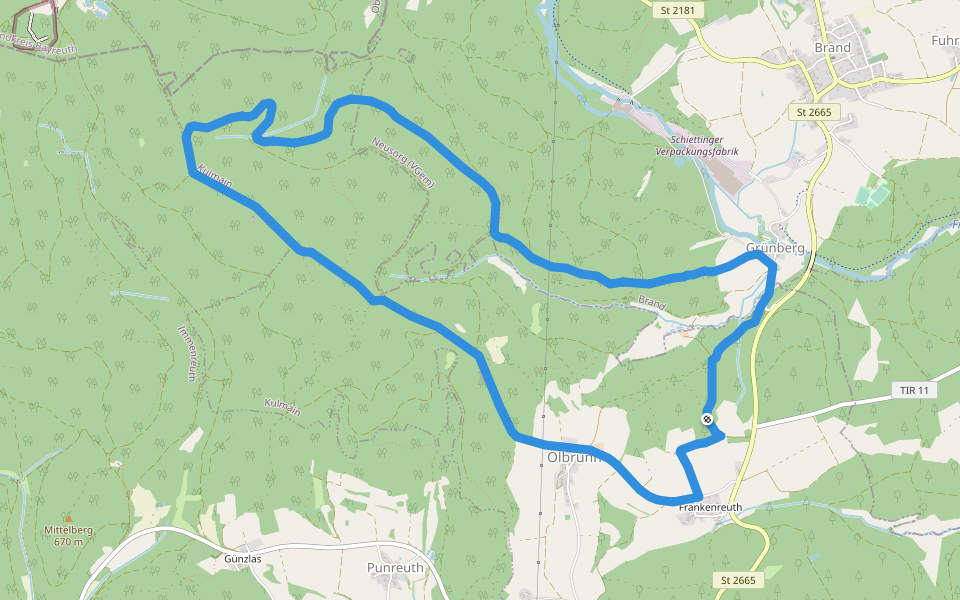 Brand Rundwanderweg schwarze 7 walking route map in Kulmain