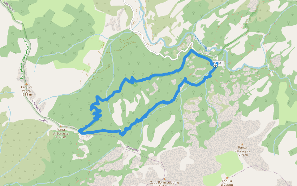 Boca di Bonassa walking route map in Calenzana