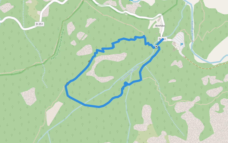 Boucle du Calatoghiu walking route map in Calenzana
