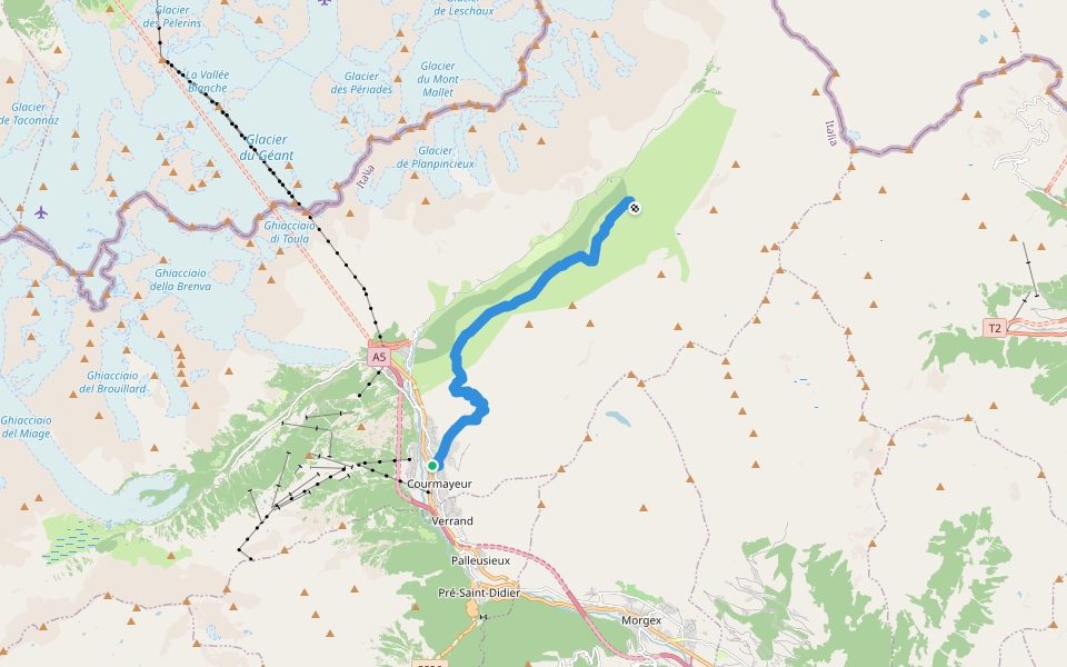 Sentiero Italia - Tappa F08 walking route map in Courmayeur