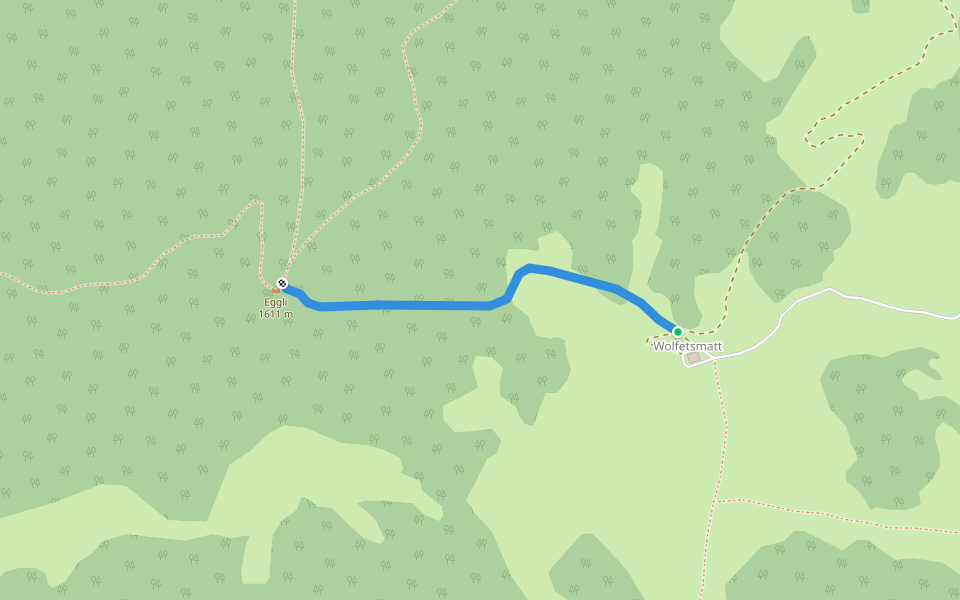Egg - Wolfetsmatt walking route map in Sarnen