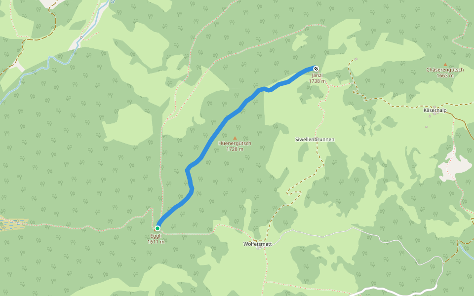 Egg - Jänzi walking route map in Sarnen