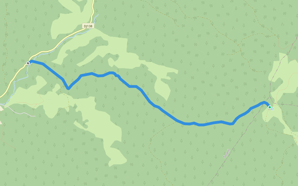 DJ 138 (lângă Hanul Liban) - sub Vf. Piatra Dungă - intersecție traseul BA walking route map in Liban