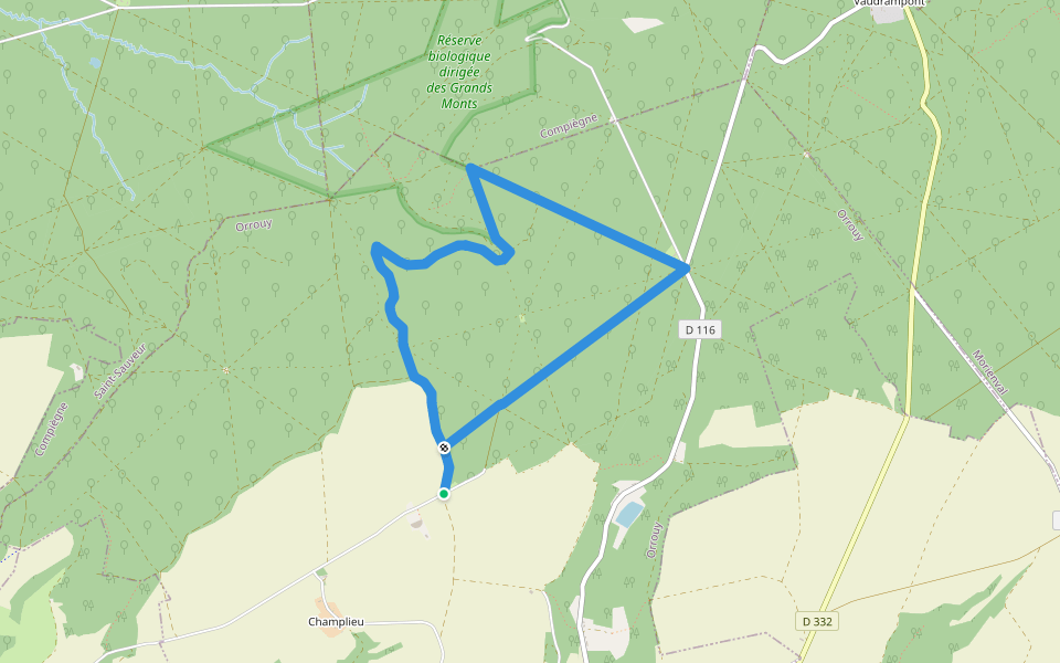 Promenade des Chars Romains et Chars de Combat walking route map in Orrouy