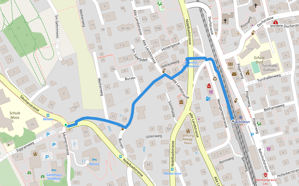 Nidelbad - Rüschlikon (Bahnhof) walking route map in Rüschlikon