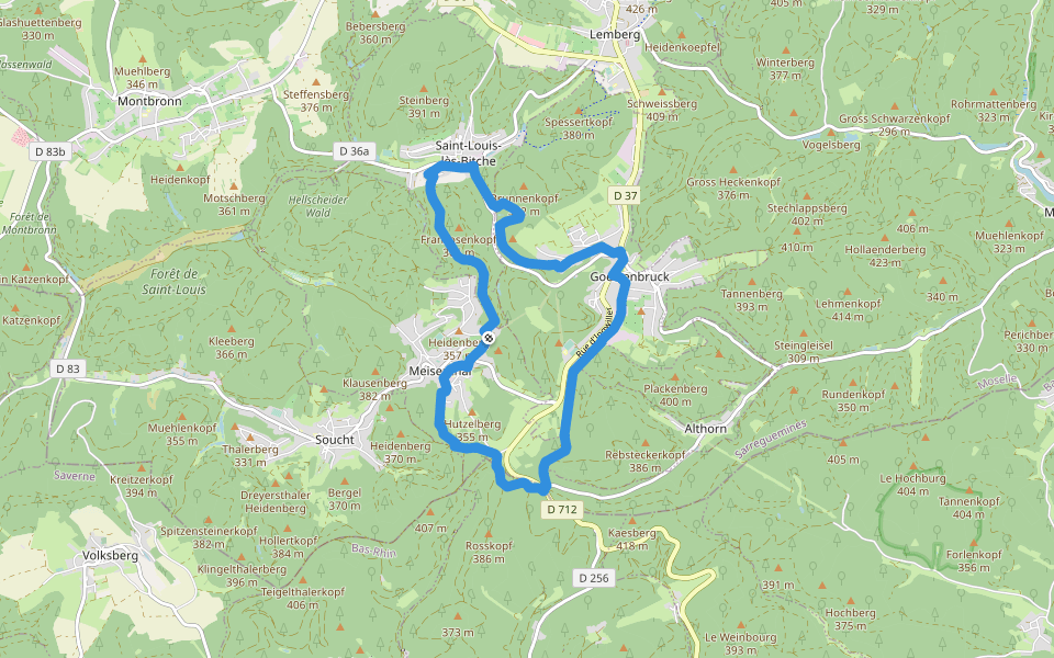 Sur les traces des Verriers et des Sabotiers - circuit 2 walking route map in Meisenthal