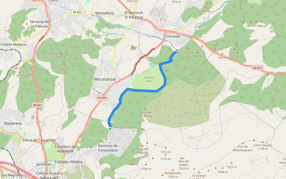 CV 6 - Camino por el Señorío del Real de Manzanares walking route map in Dominio de Fontenebro