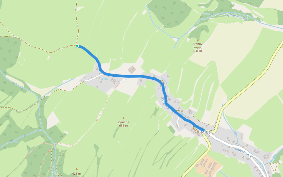[M] Podlesí walking route map in Budišov nad Budišovkou