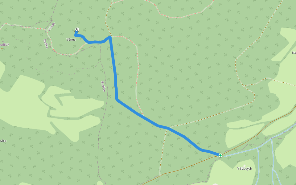 Odbočka na Věnec walking route map in Zálezly