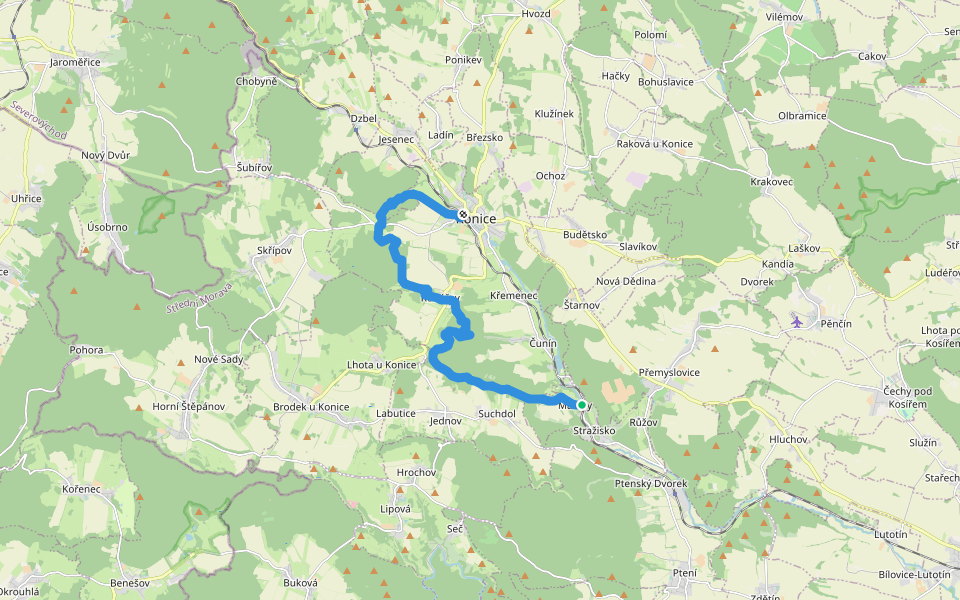 [Ž] Konice - Maleny walking route map in Stražisko