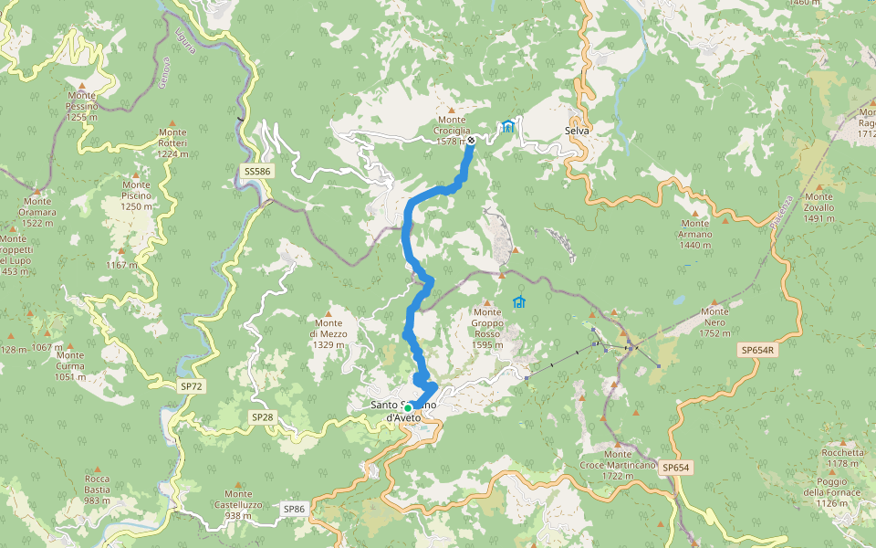 Santo Stefano d'Aveto - Passo Bocco - Passo Crociglia walking route map in Santo Stefano d'Aveto