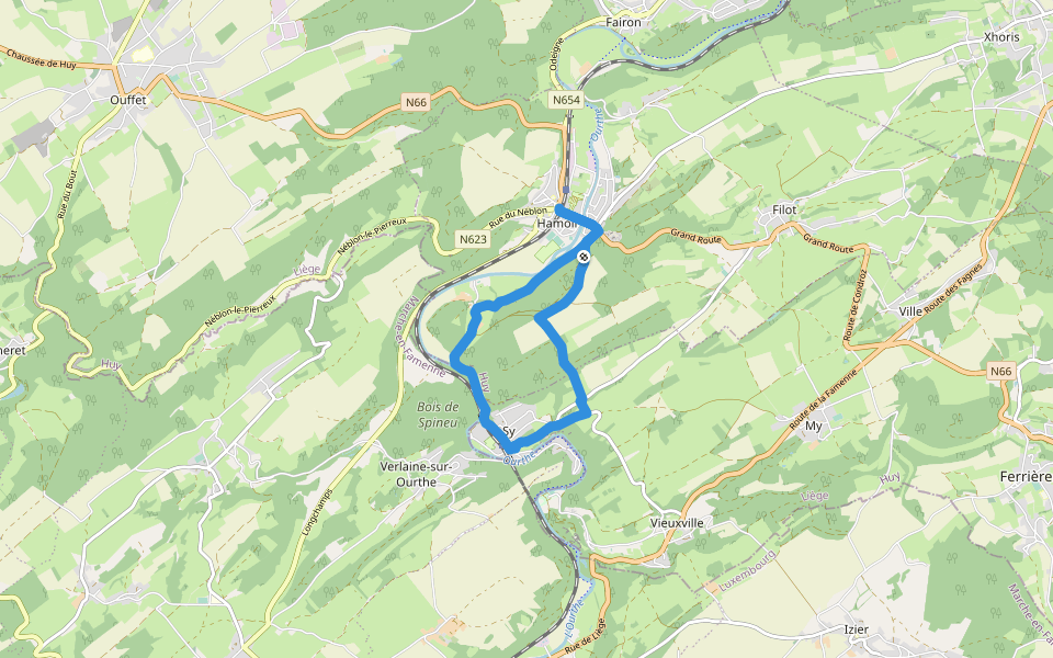 Promenade de la Croix du Curé de Sy walking route map in Hamoir