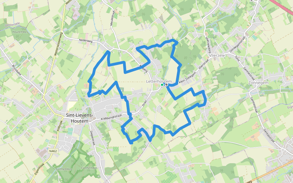 Natuurwandeling Letterhoutem walking route map in Sint-Lievens-Houtem