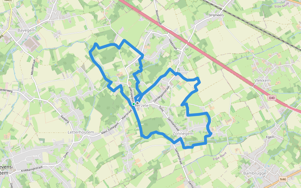 Natuurwandeling Vlierzele walking route map in Sint-Lievens-Houtem