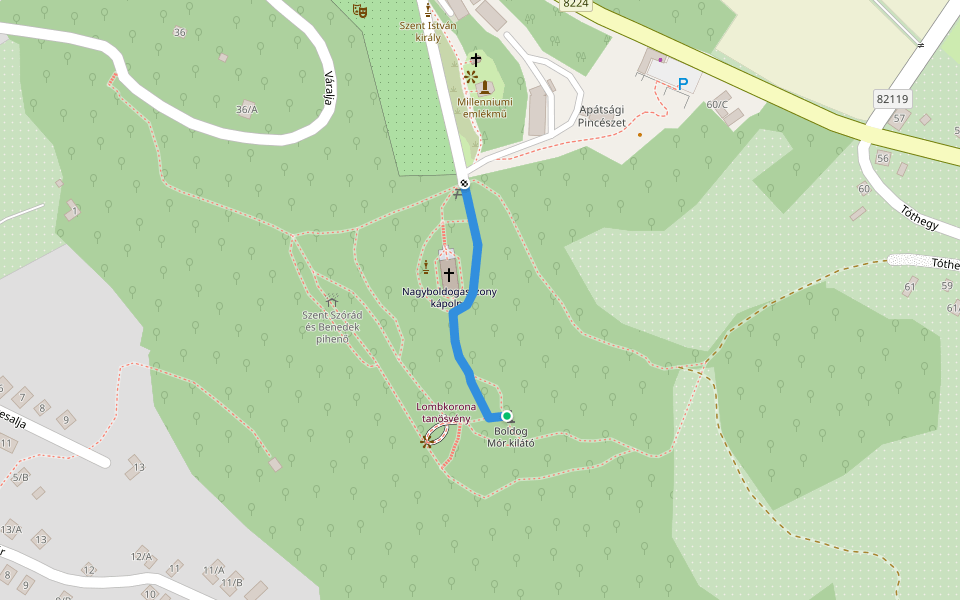 S▲ (Boldog Mór-kilátó) walking route map in Pannonhalma