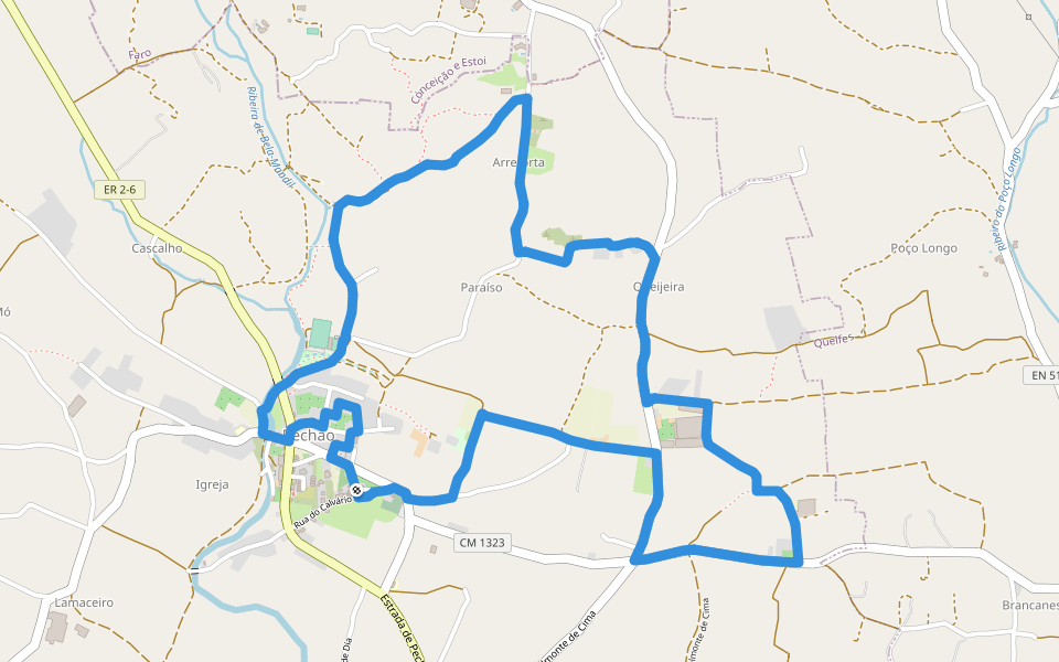 Pechão com História walking route map in Olhão