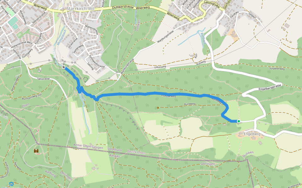Mülitäli Wildpark - Engelberg walking route map in Walterswil