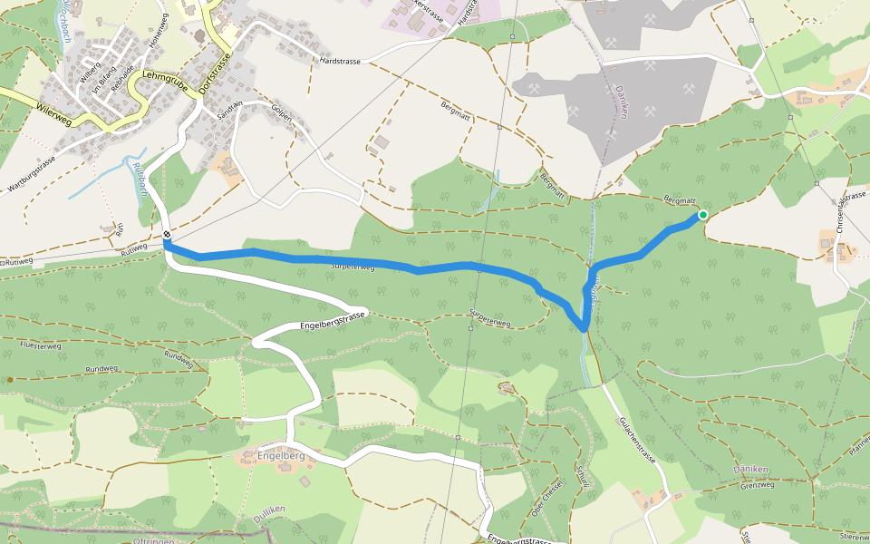 Bergmatt - Rüti walking route map in Däniken